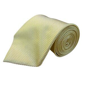 Grant Thomas Mens Yellow Silk Necktie Textured Woven Design Business Formal OS